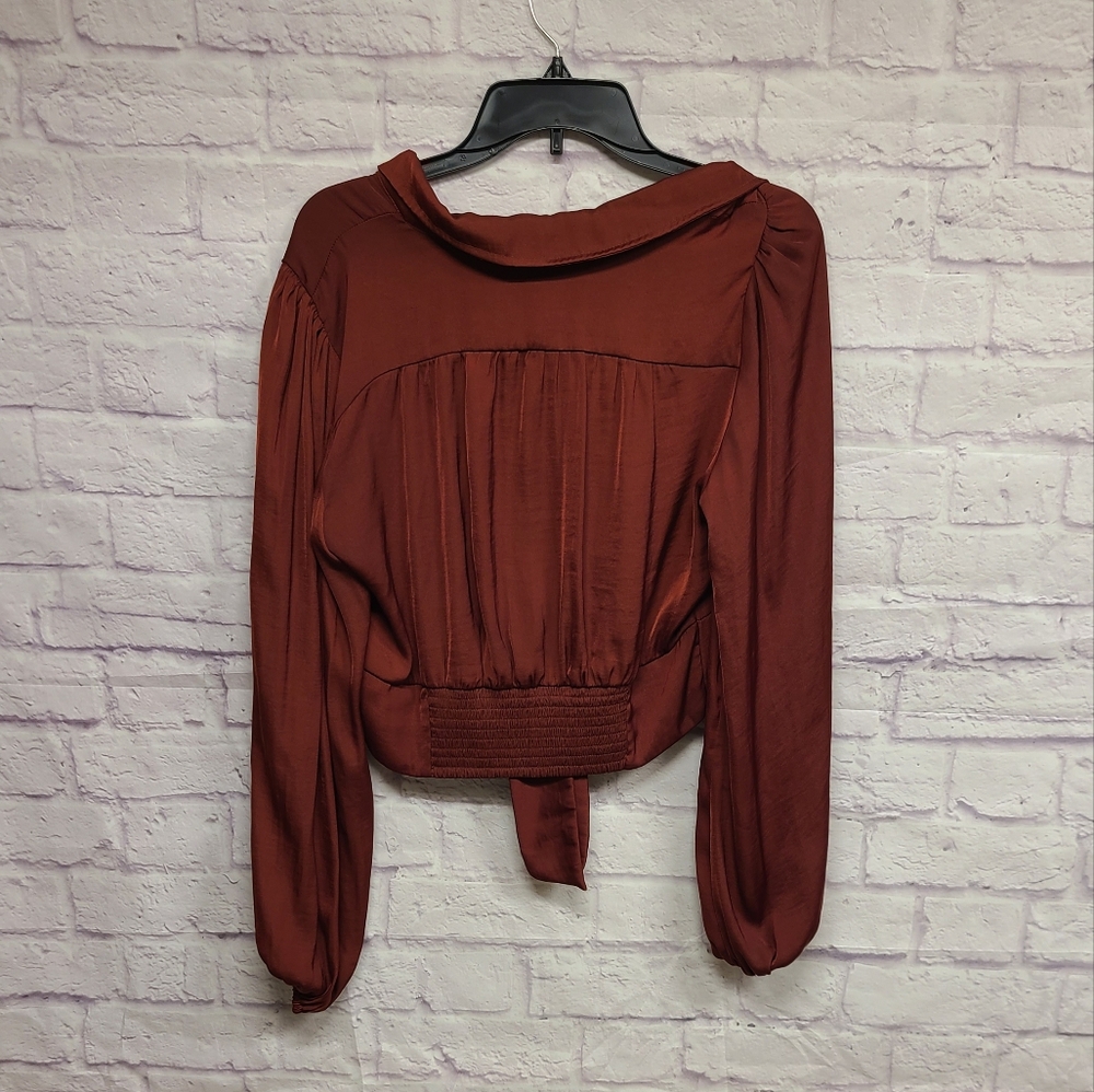 Free People Rich Red Tie-Front Blouse - Picture 7 of 10